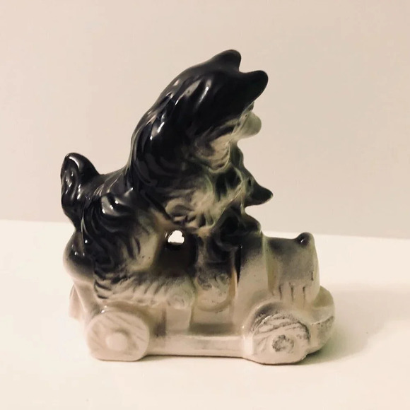 Vintage Husky Dog and Puppy on Small Train 3 Inch Long Figurine Japan - Picture 4 of 12